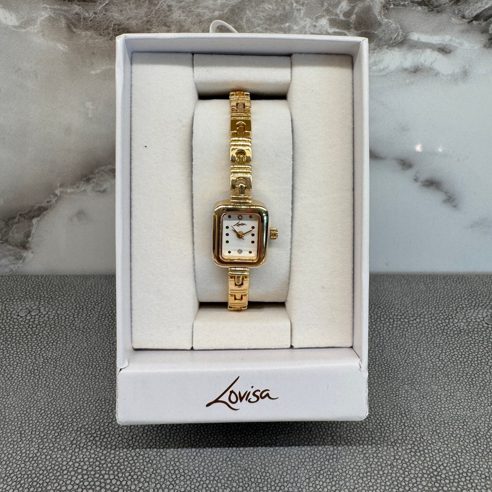 Lovisa Gold Tone Rectangular Face Link Bracelet Watch 51735340 NEW